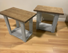Load image into Gallery viewer, Handmade Rustic End Table Set: Distressed White Farmhouse Side Tables
