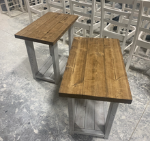 Load image into Gallery viewer, Handmade Rustic End Table Set: Distressed White Farmhouse Side Tables
