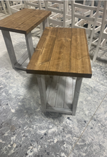 Load image into Gallery viewer, Handmade Rustic End Table Set: Distressed White Farmhouse Side Tables
