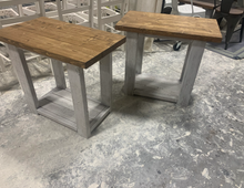 Load image into Gallery viewer, Handmade Rustic End Table Set: Distressed White Farmhouse Side Tables
