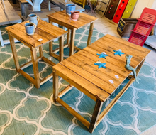 Load image into Gallery viewer, Rustic Farmhouse Living Room Table Set: Early American Brown Wood
