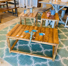 Load image into Gallery viewer, Rustic Farmhouse Living Room Table Set: Early American Brown Wood
