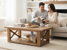 Load image into Gallery viewer, Farmhouse Coffee Table and End Tables Set: Rustic Provincial Brown Finish

