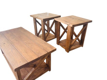 Load image into Gallery viewer, Farmhouse Coffee Table and End Tables Set: Rustic Provincial Brown Finish
