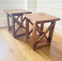 Load image into Gallery viewer, Farmhouse Coffee Table and End Tables Set: Rustic Provincial Brown Finish
