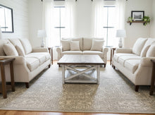 Load image into Gallery viewer, Farmhouse Square Coffee Table: Espresso Brown Top, Distressed White Base
