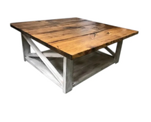 Load image into Gallery viewer, Rustic Farmhouse Wood Coffee Table Set, Distressed White End Tables
