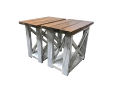 Load image into Gallery viewer, Rustic Farmhouse Wood Coffee Table Set, Distressed White End Tables
