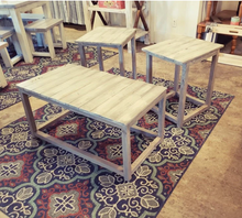 Load image into Gallery viewer, Farmhouse End Tables and Coffee Table Set: Gray Whitewash Wood
