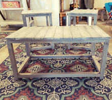 Load image into Gallery viewer, Farmhouse End Tables and Coffee Table Set: Gray Whitewash Wood
