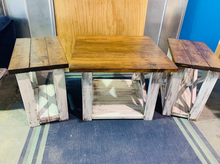 Load image into Gallery viewer, Rustic Farmhouse Table Set: Distressed White &amp; Provincial Brown

