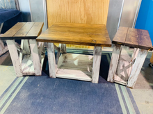 Load image into Gallery viewer, Rustic Farmhouse Table Set: Distressed White &amp; Provincial Brown
