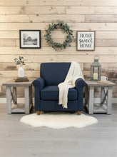 Load image into Gallery viewer, Rustic Farmhouse End Table Set: Gray White Wash, Distressed Base, X Brace
