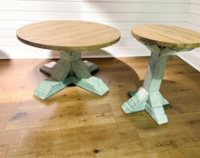 Load image into Gallery viewer, Rustic Farmhouse Coffee Table Set: Distressed White Pedestal Base
