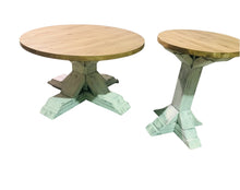 Load image into Gallery viewer, Rustic Farmhouse Coffee Table Set: Distressed White Pedestal Base
