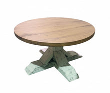 Load image into Gallery viewer, Rustic Farmhouse Coffee Table Set: Distressed White Pedestal Base
