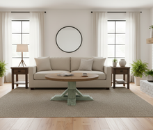 Load image into Gallery viewer, Rustic Farmhouse Coffee Table Set: Distressed White Pedestal Base
