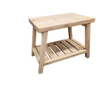 Load image into Gallery viewer, Rustic Wooden Accent Table – Weathered Oak Finish with Shelf
