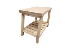 Load image into Gallery viewer, Rustic Wooden Accent Table – Weathered Oak Finish with Shelf
