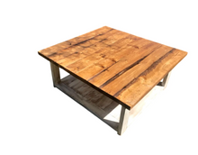Load image into Gallery viewer, Square Coffee Table Farmhouse Wood Rustic Living Room Distressed White Handmade Furniture Table
