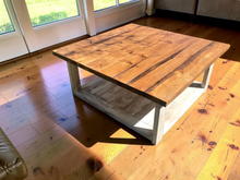 Load image into Gallery viewer, Square Coffee Table Farmhouse Wood Rustic Living Room Distressed White Handmade Furniture Table

