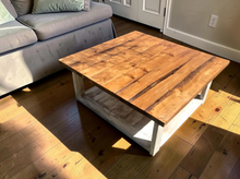 Load image into Gallery viewer, Square Coffee Table Farmhouse Wood Rustic Living Room Distressed White Handmade Furniture Table
