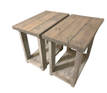 Load image into Gallery viewer, Farmhouse End Tables Set: Distressed White &amp; Gray Wooden Side Tables
