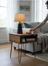 Load image into Gallery viewer, Modern Wood End Table Set Hairpin Legs Nightstand Side Tables Rustic Bedroom Storage
