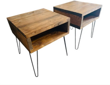 Load image into Gallery viewer, Modern Wood End Table Set Hairpin Legs Nightstand Side Tables Rustic Bedroom Storage
