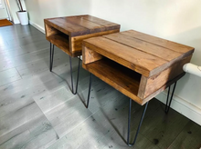 Load image into Gallery viewer, Modern Wood End Table Set Hairpin Legs Nightstand Side Tables Rustic Bedroom Storage

