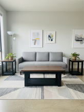Load image into Gallery viewer, Farmhouse Coffee Table and End Tables Set: Black Base, Provincial Top
