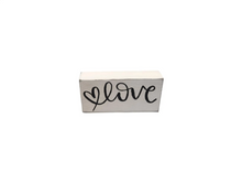 Load image into Gallery viewer, Rustic Love Wooden Block Sign, Farmhouse Shelf Decor, Minimal Black &amp; White Wood Decor
