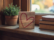 Load image into Gallery viewer, Rustic Wooden Heart Block Sign – Farmhouse Love Decor, Handcrafted Wood Home Decor

