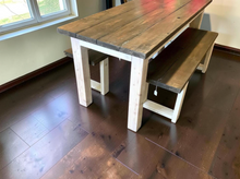 Load image into Gallery viewer, Farmhouse Dining Table Set 6ft Rustic Kitchen Bench Solid Wood Handmade Furniture
