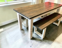 Load image into Gallery viewer, Farmhouse Dining Table Set 6ft Rustic Kitchen Bench Solid Wood Handmade Furniture
