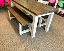Load image into Gallery viewer, Farmhouse Dining Table Set 6ft Rustic Kitchen Bench Solid Wood Handmade Furniture
