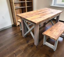 Load image into Gallery viewer, Farmhouse Table Set Small Dining Kitchen Bench Rustic Wood Compact Breakfast Nook Furniture
