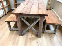 Load image into Gallery viewer, Farmhouse Table Set Small Dining Kitchen Bench Rustic Wood Compact Breakfast Nook Furniture
