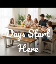 Load image into Gallery viewer, Rustic Farmhouse Dining Table Set: Provincial Brown, Bench Seating
