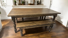 Load image into Gallery viewer, 6ft Dining Table Set - With Chair and Bench Seating Options - Dark Walnut - Handcrafted Wooden Set
