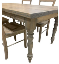 Load image into Gallery viewer, 6ft Wooden Dining Table Set – Farmhouse Table with Turned Legs – Rustic Dining Room Table – Kitchen Table – Modern Farmhouse Decor
