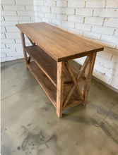 Load image into Gallery viewer, Rustic Wooden Buffet Table: Farmhouse Console Table, Brown Walnut Stain
