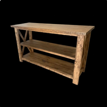 Load image into Gallery viewer, Rustic Wooden Buffet Table: Farmhouse Console Table, Brown Walnut Stain
