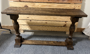 Turned Leg Entryway Table - Console Table - Sofa Table - Dark Walnut - Farmhouse Style - Bottom Shelving