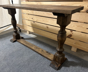 Turned Leg Entryway Table - Console Table - Sofa Table - Dark Walnut - Farmhouse Style - Bottom Shelving