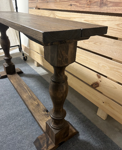 Turned Leg Entryway Table - Console Table - Sofa Table - Dark Walnut - Farmhouse Style - Bottom Shelving