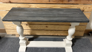 Farmhouse Entryway Table - Console, Sofa Table - Antique White, Carbon Gray Whitewash Top - Wooden Rustic Farmhouse Style