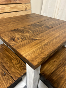 Square Farmhouse Table with Stools (Provincial, Distressed White)