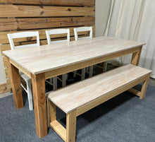 Load image into Gallery viewer, 6ft Oak Table with Chairs and Bench (White Wash Oak, Golden Pecan)
