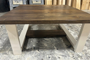 Large Modern Coffee Table (Dark Walnut, Antique White)